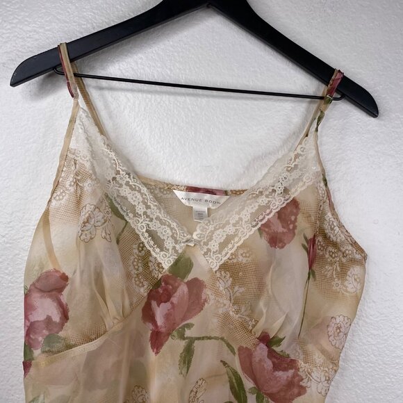 Avenue Body Babydoll Cami Women's Semi Sheer Lace Floral Multicolor Sz 18/20 - Picture 4 of 10